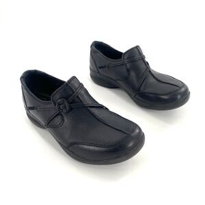 Clarks In Motion‎ Black Leather Comfort Slip On Loafers Women's Shoes Sz 8M